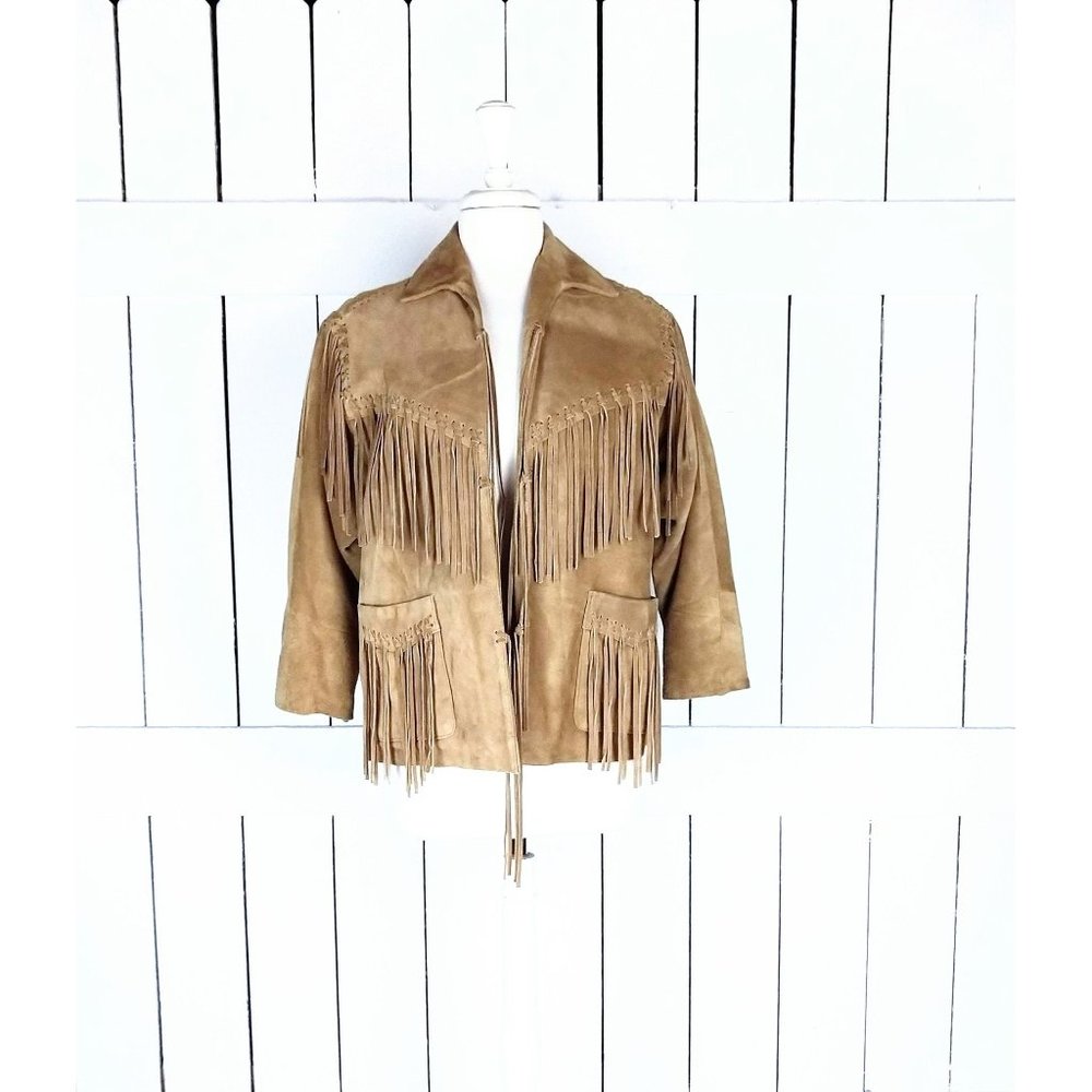 DKNY brown suede leather fringe quilted boho jacket/Donna Karen New York